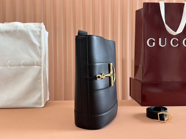 GG original calfskin 73 medium bucket bag 833660 black