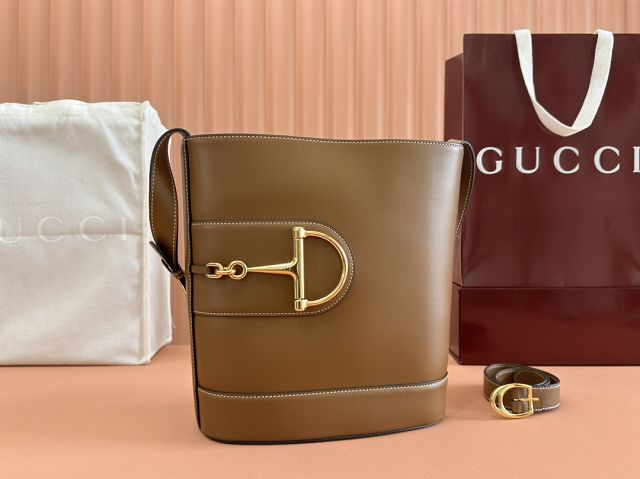 GG original calfskin 73 medium bucket bag 833660 brown