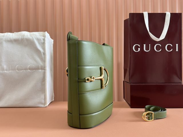 GG original calfskin 73 medium bucket bag 833660 green