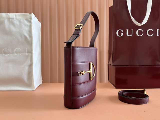 GG original calfskin 73 small bucket bag 833665 bordeaux