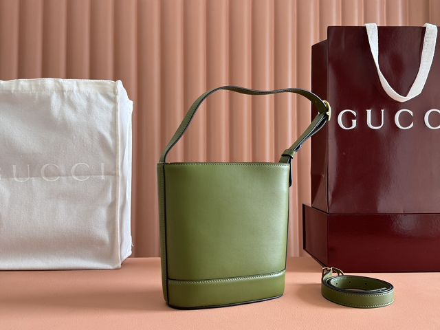 GG original calfskin 73 small bucket bag 833665 green