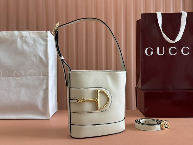 GG original calfskin 73 small bucket bag 833665 white