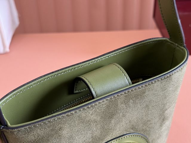 GG original suede calfskin 73 small bucket bag 833665 green
