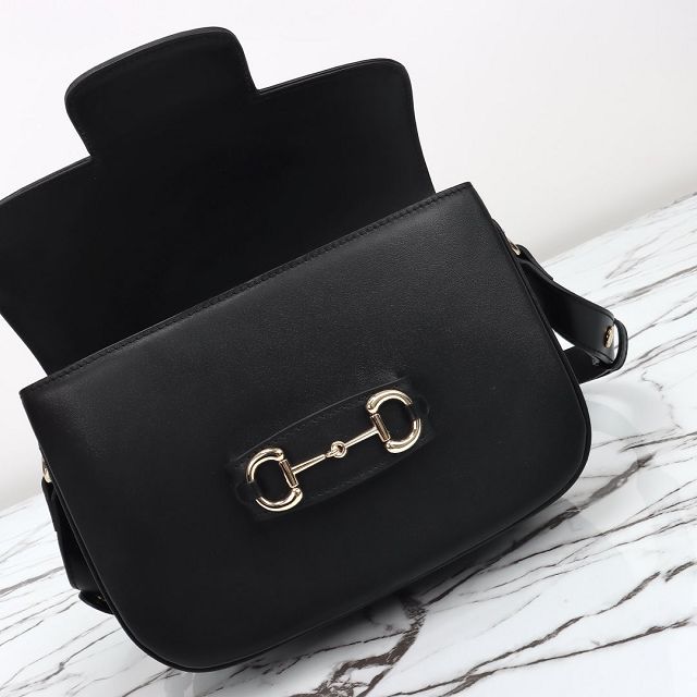 GG original calfskin 1955 horsebit shoulder bag 815178 black