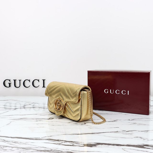 GG original calfskin marmont super mini bag 476433 gold