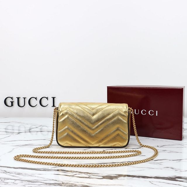 GG original calfskin marmont super mini bag 476433 gold