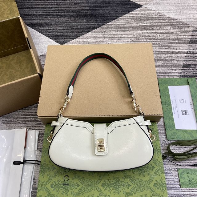 GG original calfskin moon side shoulder bag 786015 white
