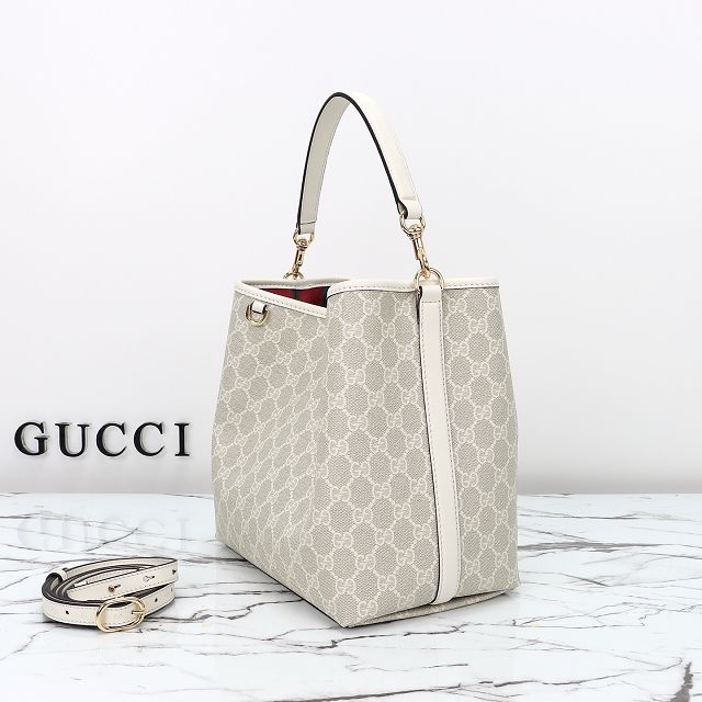 GG original fabric emblem medium bucket bag 815103 white
