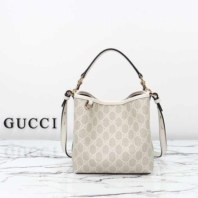 GG original fabric emblem mini bucket bag 815118 white