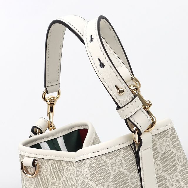 GG original fabric emblem mini bucket bag 815118 white