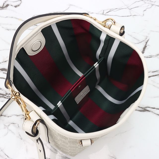 GG original fabric emblem mini bucket bag 815118 white