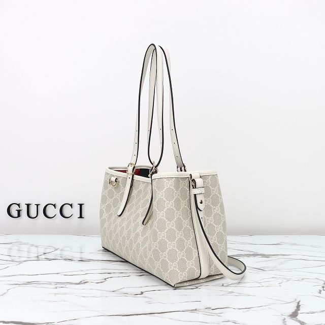 GG original canvas emblem small tote bag 815214 white