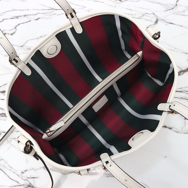 GG original canvas emblem small tote bag 815214 white