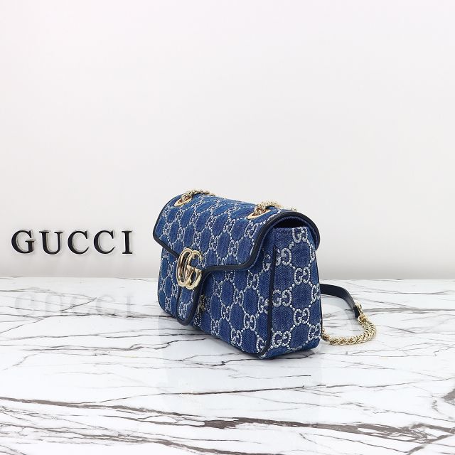 GG original denim marmont small shoulder bag 443497 blue