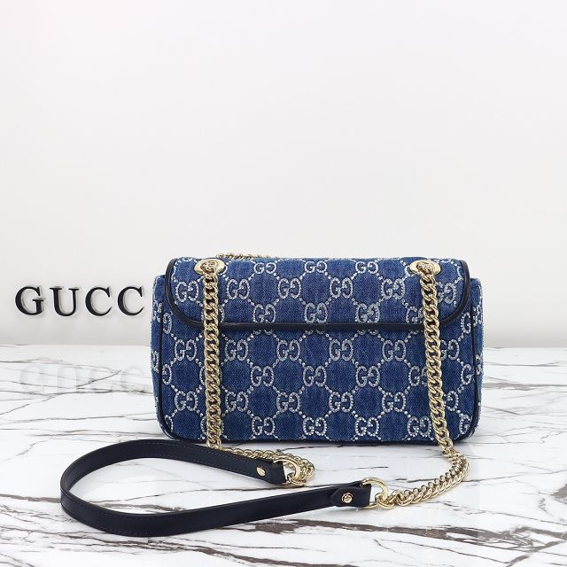 GG original denim marmont small shoulder bag 443497 blue