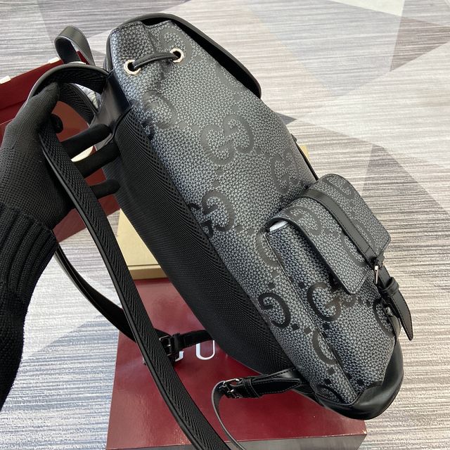GG original embossed calfskin backpack 625770 black&grey