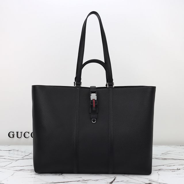 GG original calfskin maxi tote bag with web 816753 black