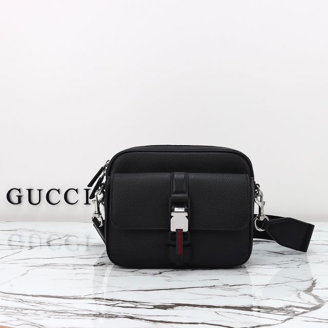 GG original calfskin small crossbody bag with web 816751 black