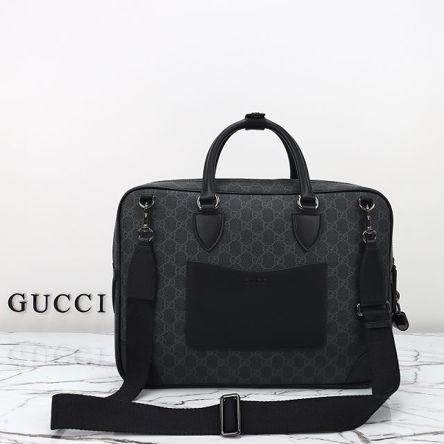 GG original canvas emblem medium briefcase 821149 black