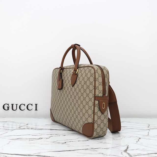 GG original canvas emblem medium briefcase 821149 brown