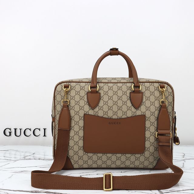 GG original canvas emblem medium briefcase 821149 brown