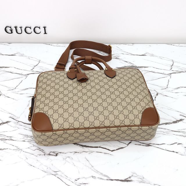 GG original canvas emblem medium briefcase 821149 brown