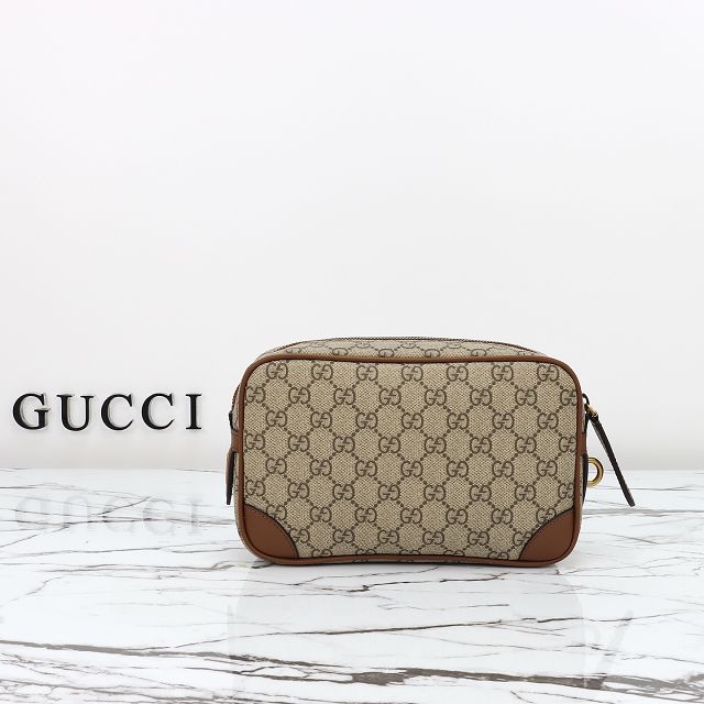 GG original canvas emblem small toiletry case 821164 brown