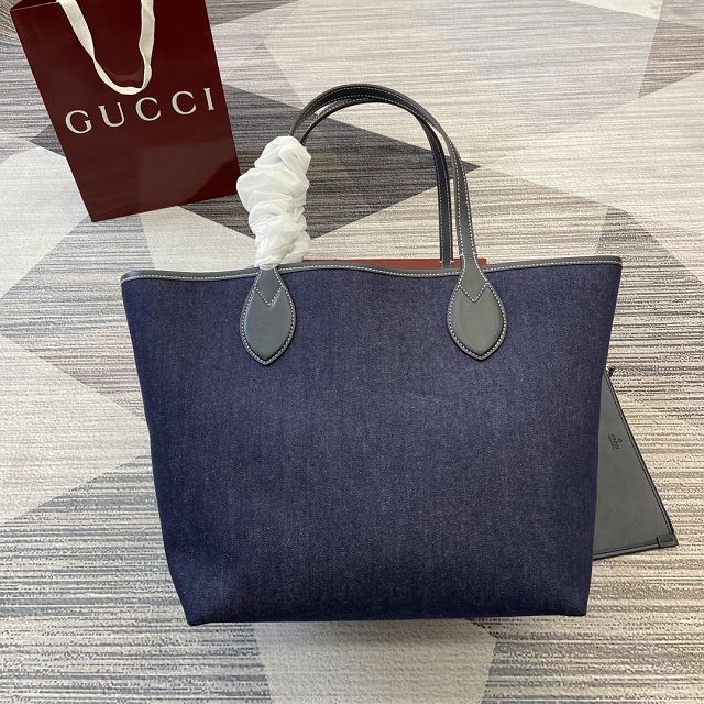 GG original denim totissima medium tote bag 820481 dark blue