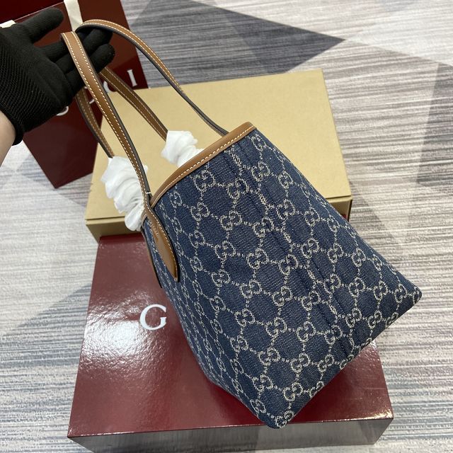 GG original denim totissima small tote bag 820496 blue