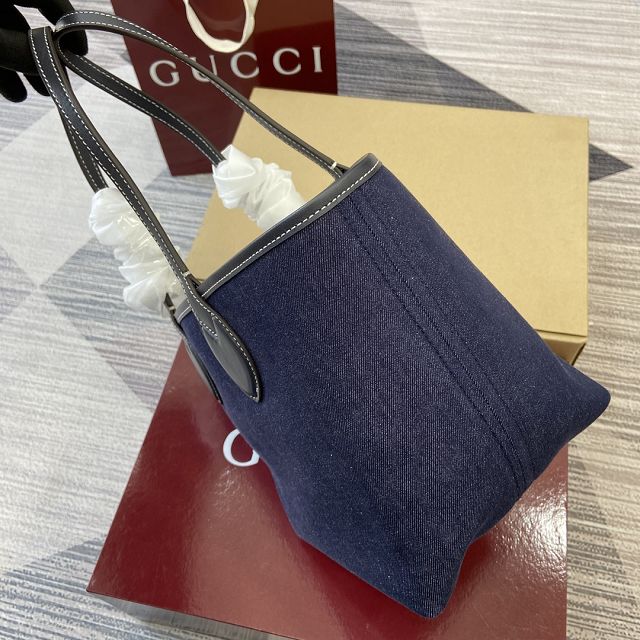 GG original denim totissima small tote bag 820496 dark blue