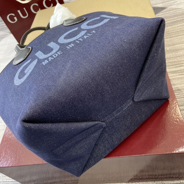GG original denim totissima small tote bag 820496 dark blue