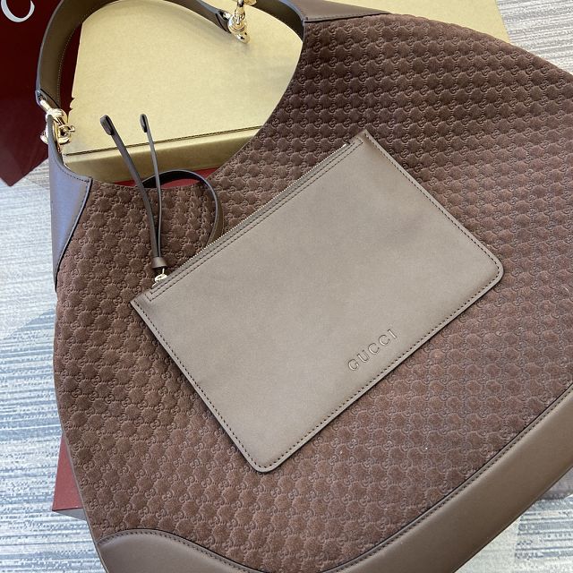 GG original suede B large shoulder bag 815924 dark brown