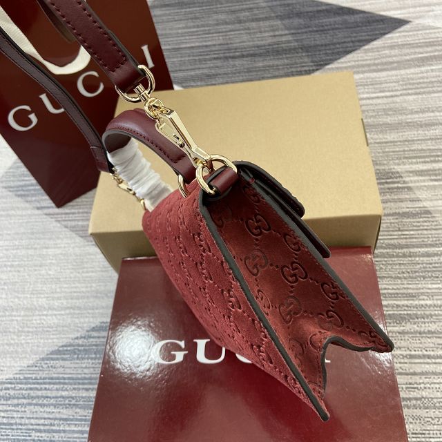 GG original suede dionysus mini top handle bag 813400 red