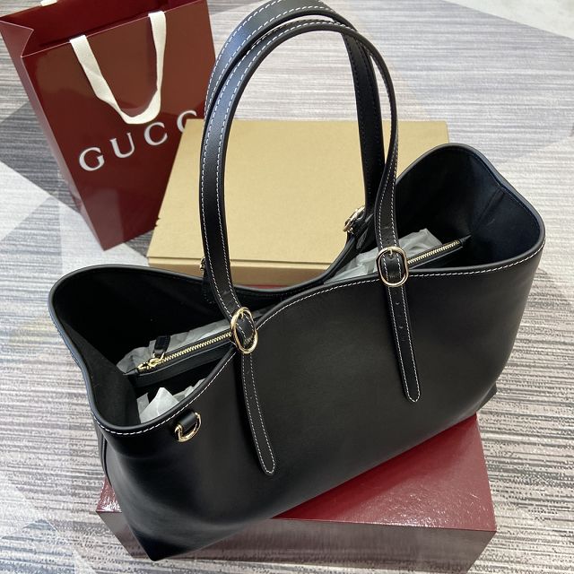 GG original calfskin emblem medium tote bag 815213 black
