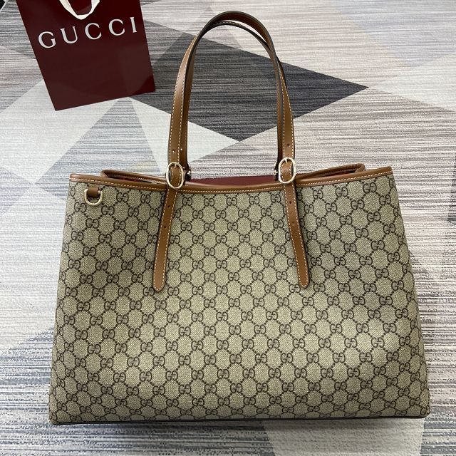 GG original canvas emblem maxi tote bag 815212 brown