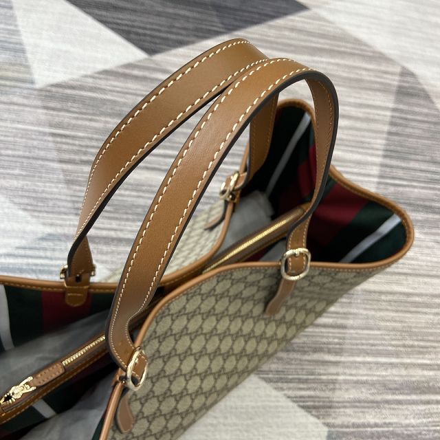 GG original canvas emblem maxi tote bag 815212 brown