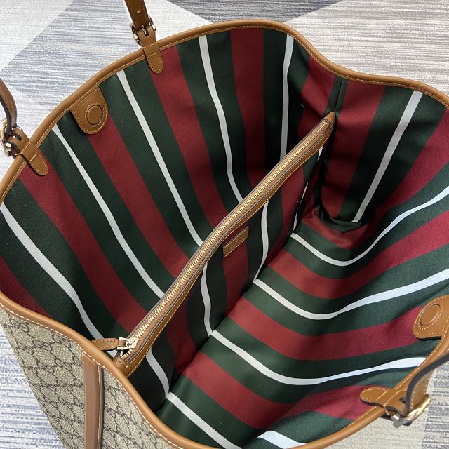 GG original canvas emblem maxi tote bag 815212 brown