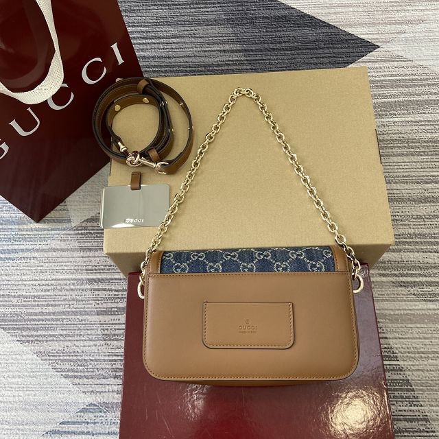 GG original denim go small shoulder bag 826761 blue