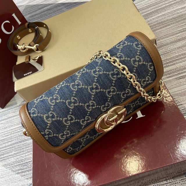 GG original denim go small shoulder bag 826761 blue