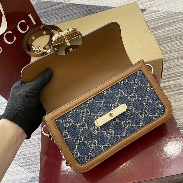 GG original denim go small shoulder bag 826761 blue