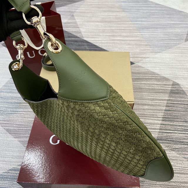 GG original suede B medium shoulder bag 834981 green