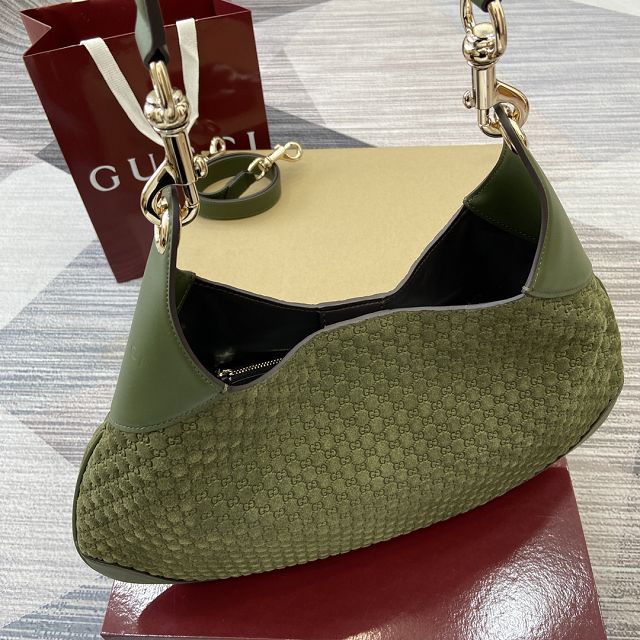 GG original suede B medium shoulder bag 834981 green