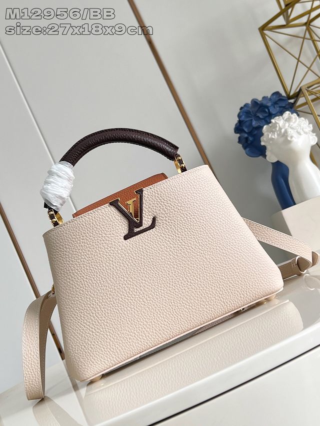 Louis vuitton original calfskin capucines BB handbag M21103 beige