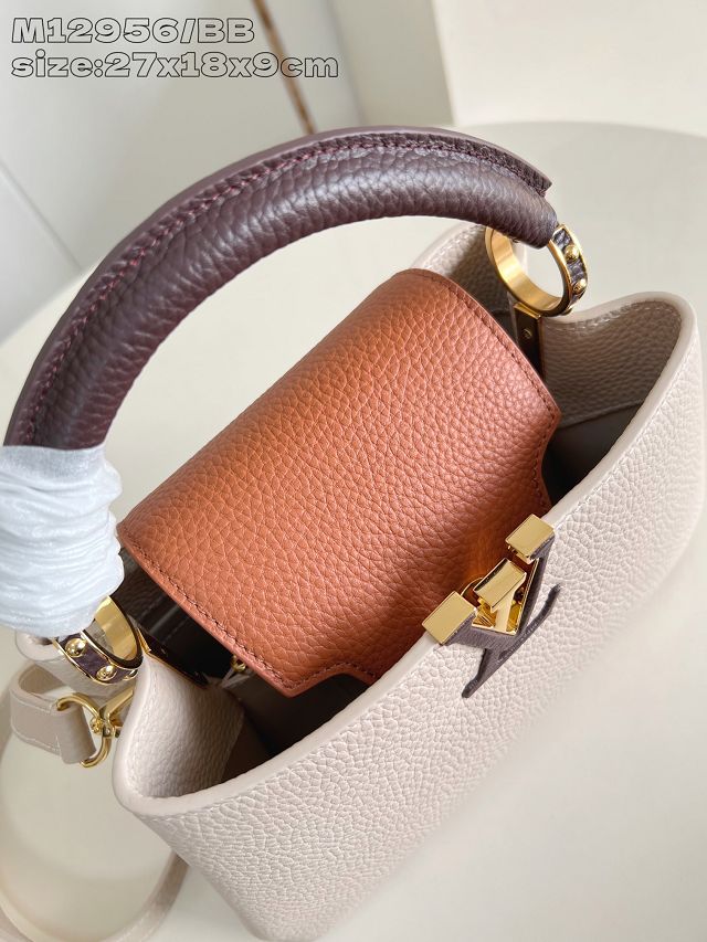 Louis vuitton original calfskin capucines BB handbag M21103 beige