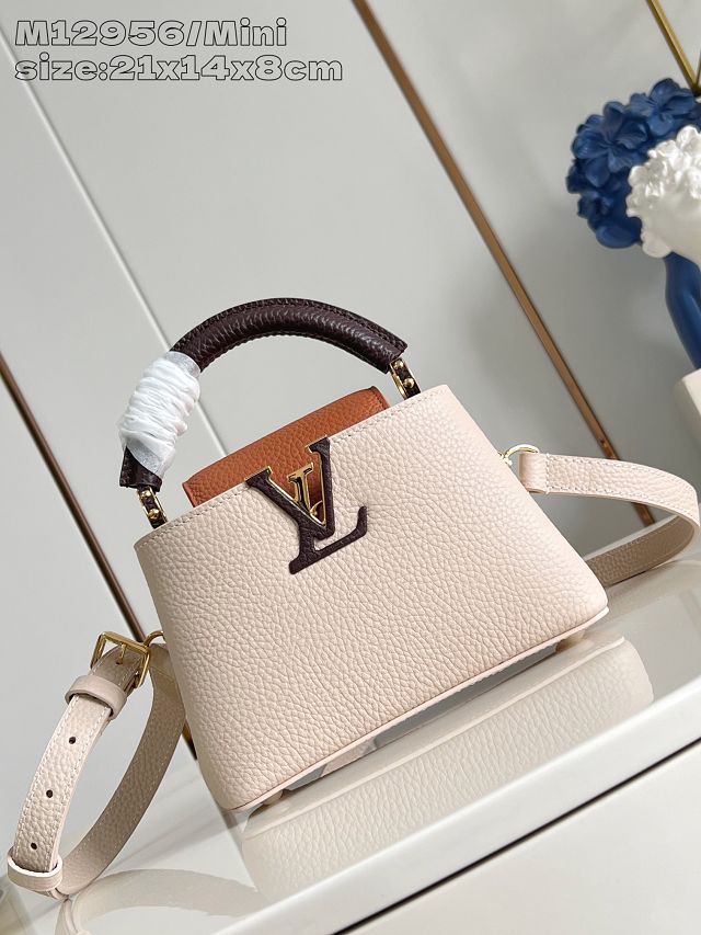 Louis vuitton original calfskin capucines mini handbag M22606 beige