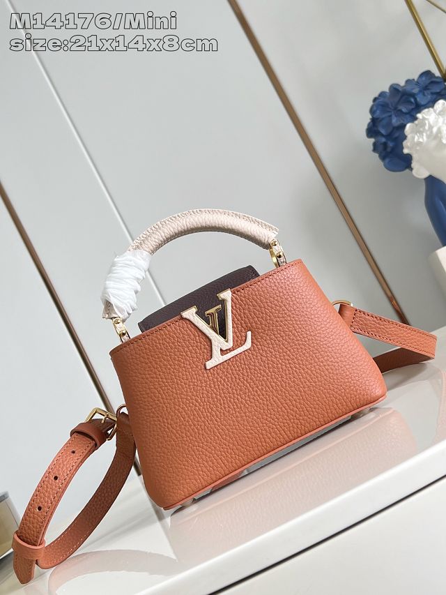 Louis vuitton original calfskin capucines mini handbag M22606 brown