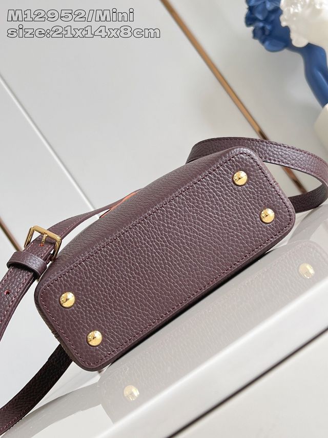 Louis vuitton original calfskin capucines mini handbag M22606 burgundy