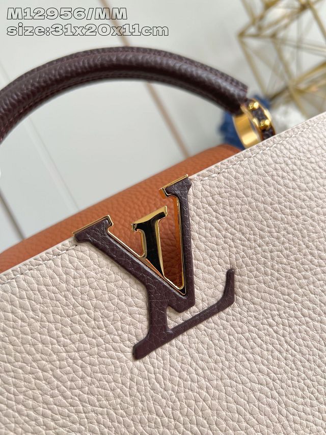 Louis vuitton original calfskin capucines mm handbag M20704 beige