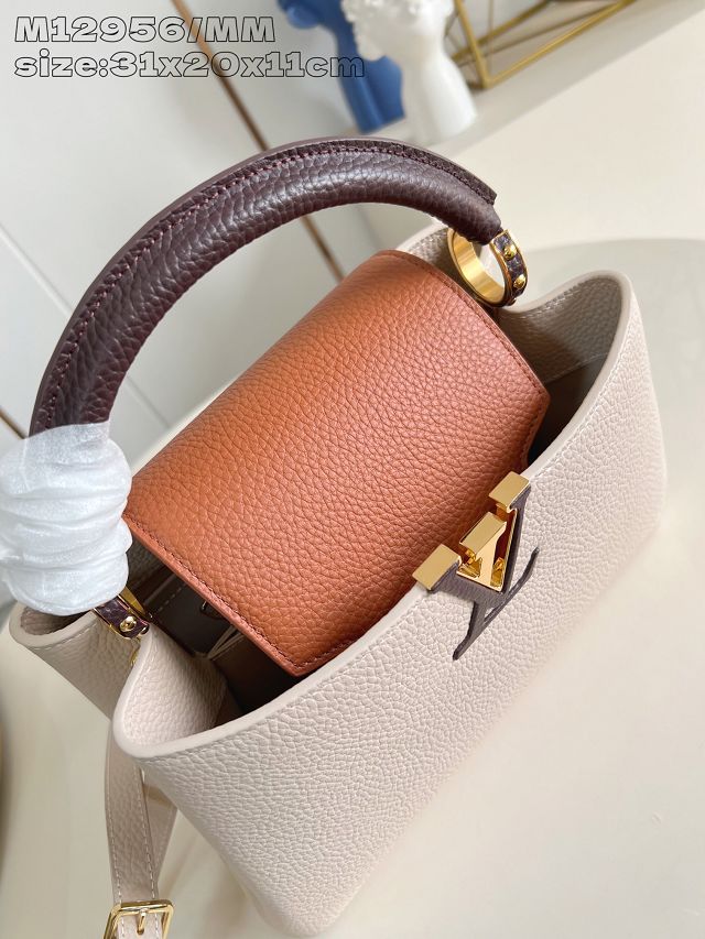 Louis vuitton original calfskin capucines mm handbag M20704 beige