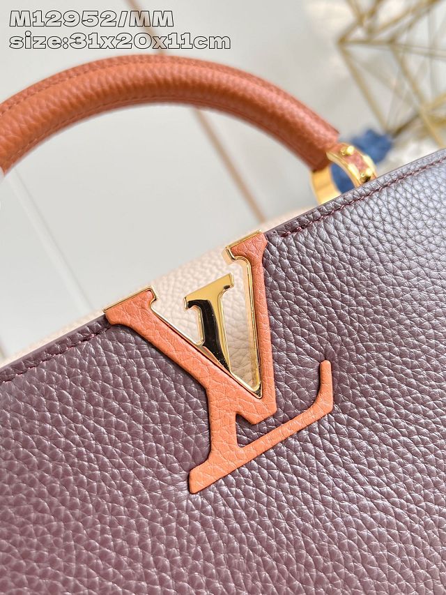 Louis vuitton original calfskin capucines mm handbag M20704 burgundy